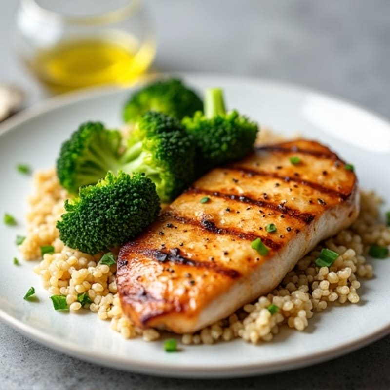 Grilled Chicken Breast with Quinoa and Steamed Broccoli