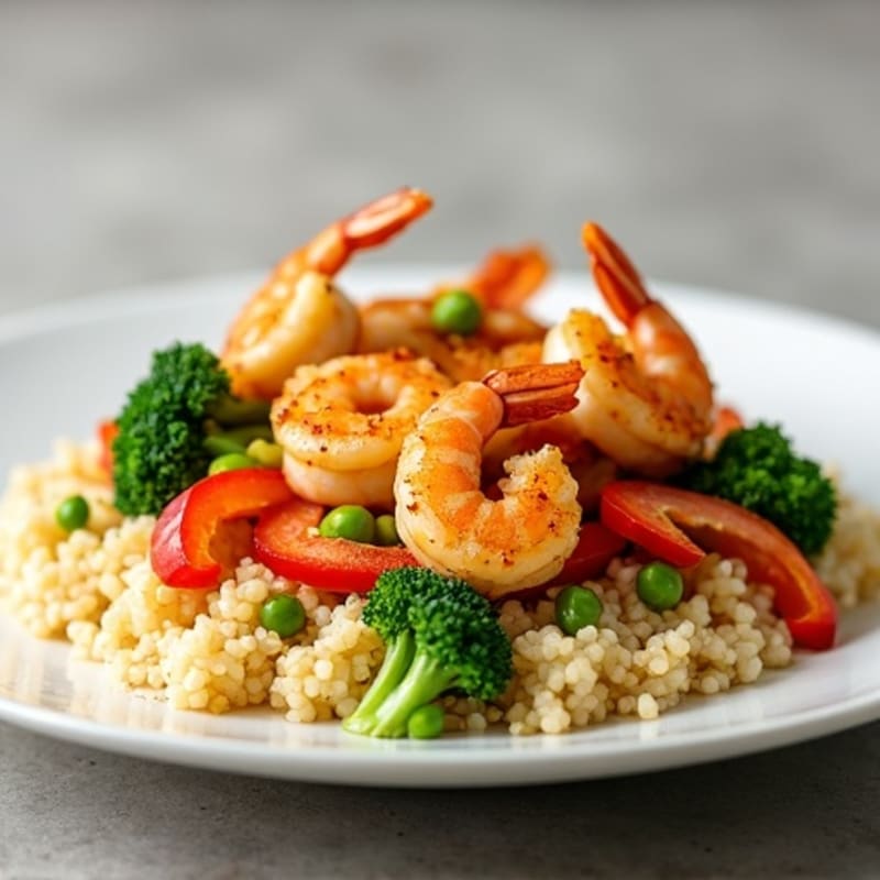 Crispy Garlic Shrimp Stir-fry with Cauliflower Rice