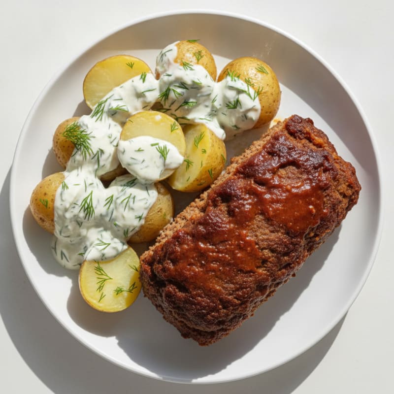 Classic Meatloaf with Creamy Dill Potatoes