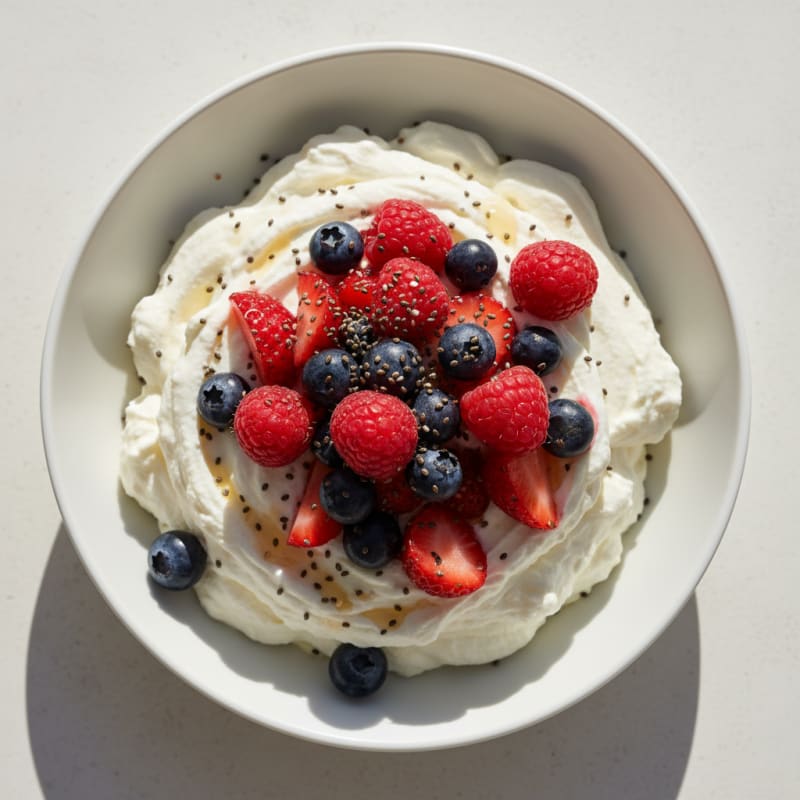 Greek Yogurt Protein Mousse with Mixed Berries