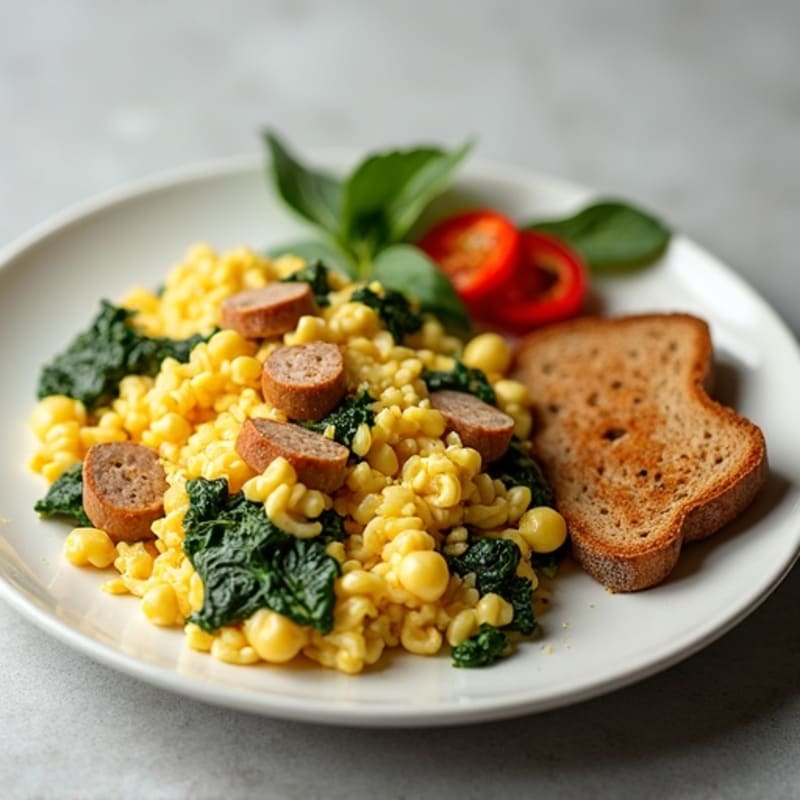 Egg White Scramble with Spinach and Turkey Sausage