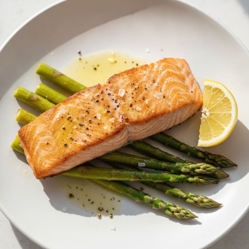 Pan-Seared Salmon with Roasted Asparagus
