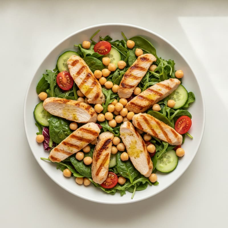 Grilled Turkey Breast Salad with Chickpeas and Lemon Vinaigrette