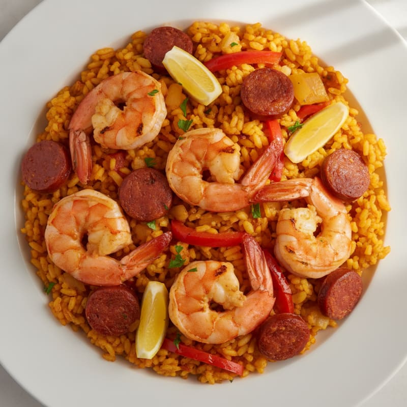 Saffron Seafood Paella with Chorizo