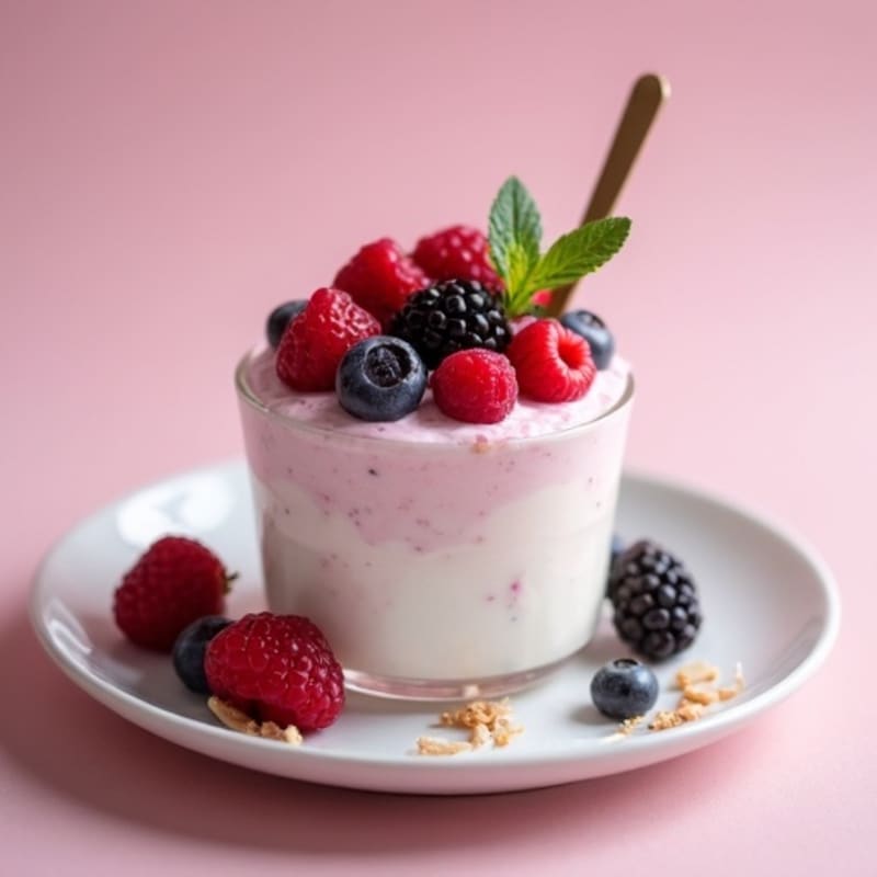 High-Protein Greek Yogurt Mousse with Mixed Berries