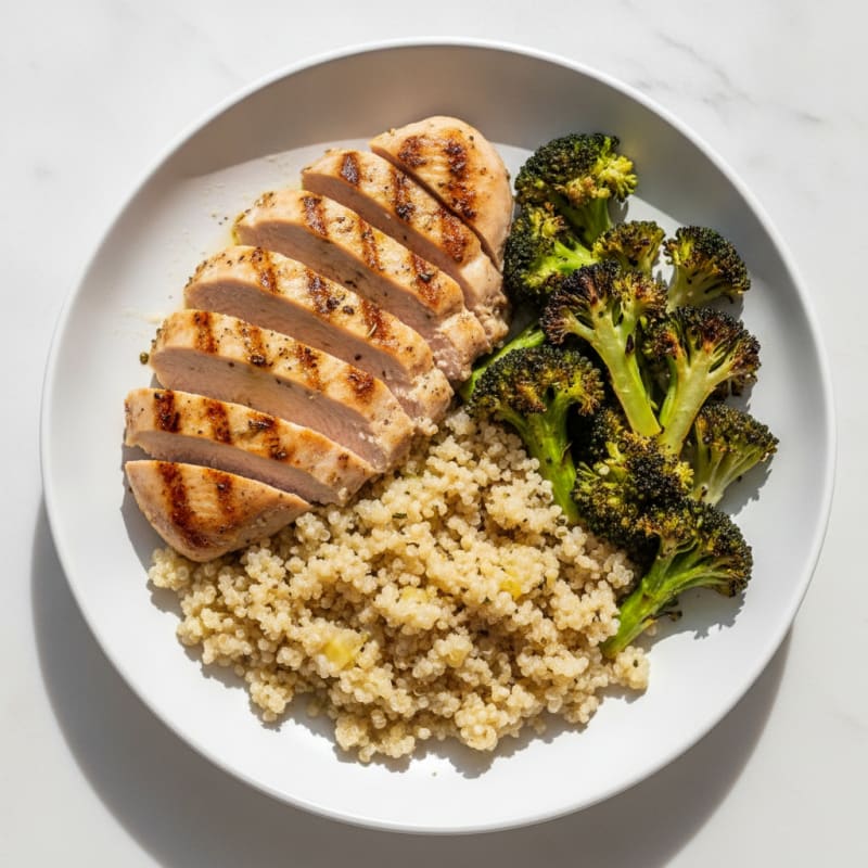 Grilled Turkey Breast with Quinoa and Roasted Broccoli