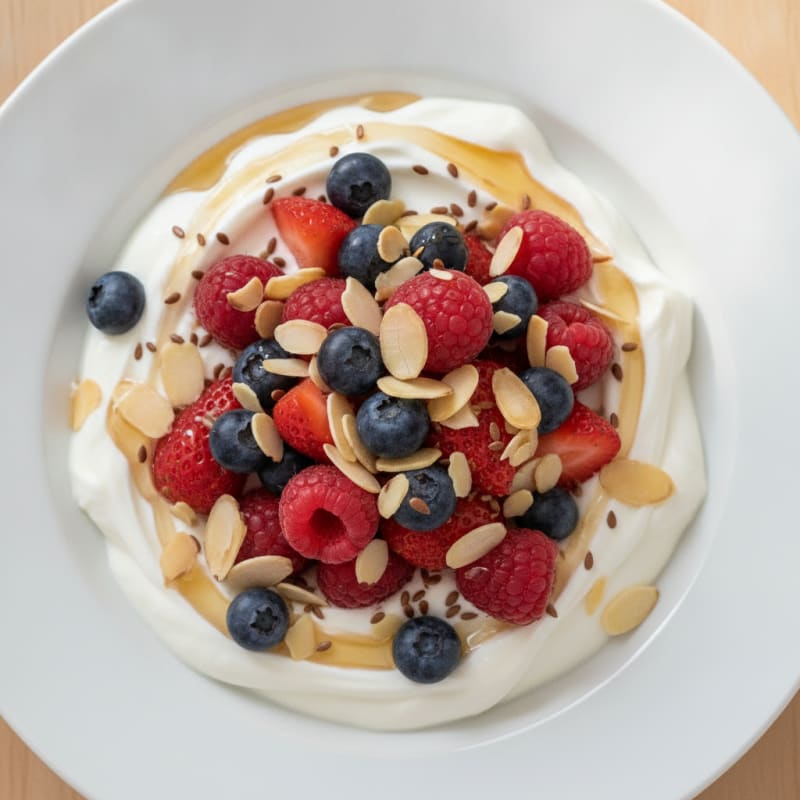 Creamy Greek Yogurt Bowl with Mixed Berries and Almonds