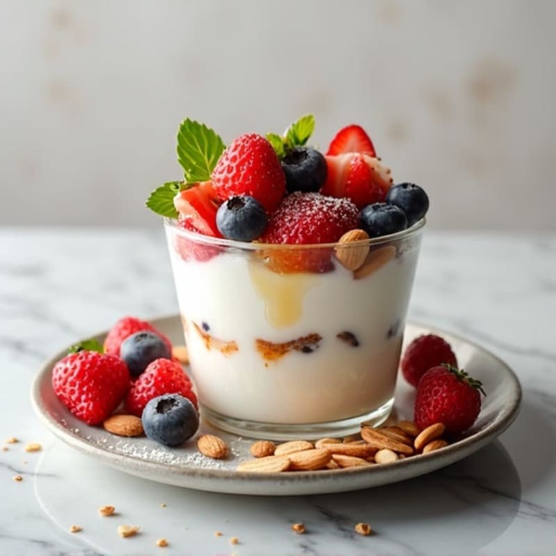 Creamy Greek Yogurt Parfait with Fresh Berries and Almonds