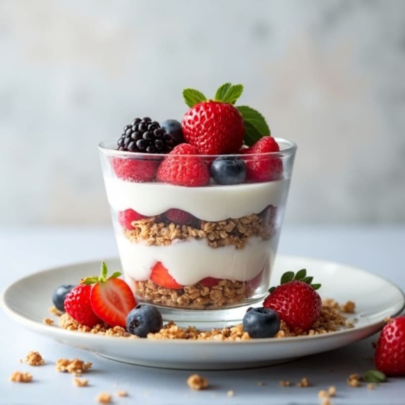 Creamy Greek Yogurt Parfait with Fresh Berries and Crunchy Granola