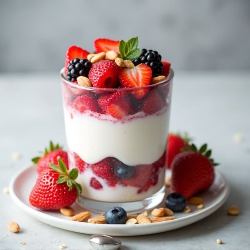 Greek Yogurt Protein Parfait with Berries and Almonds
