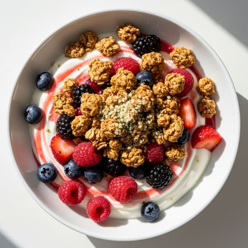 Creamy Greek Yogurt Parfait with Mixed Berries and Protein Granola