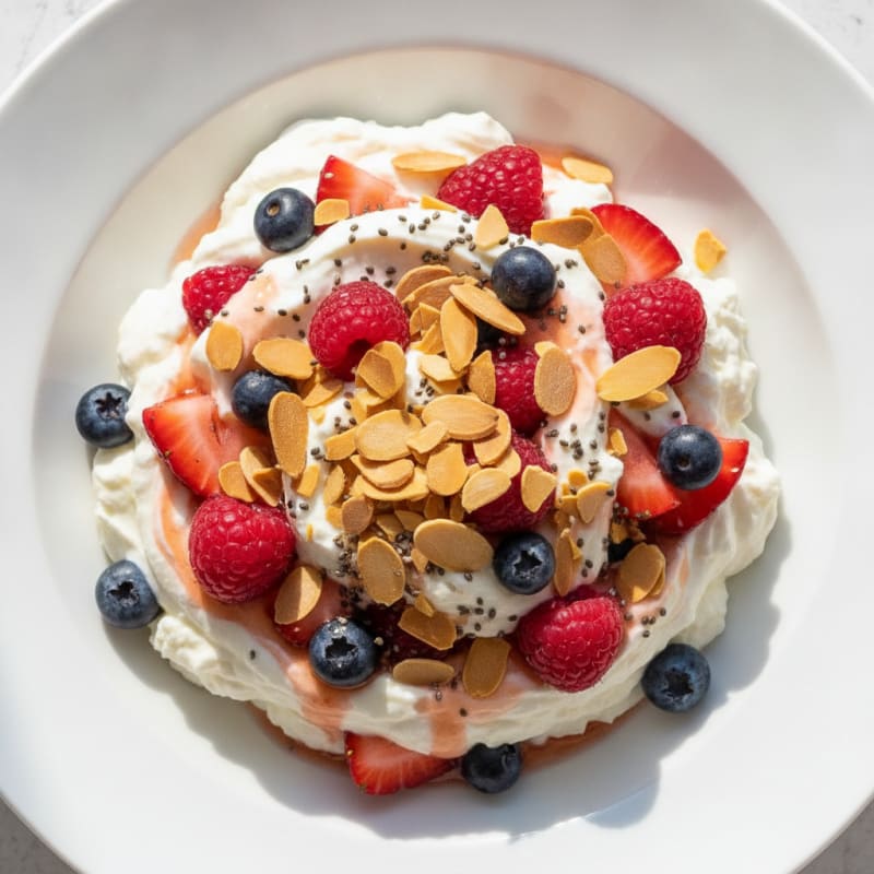 Greek Yogurt Protein Parfait with Berries and Almonds