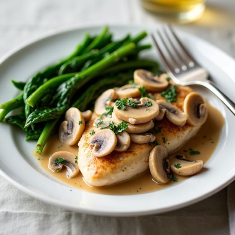 Creamy Mushroom Marsala Chicken with Wilted Spinach