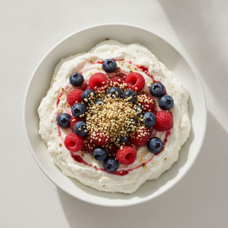 Greek Yogurt Protein Mousse with Mixed Berries