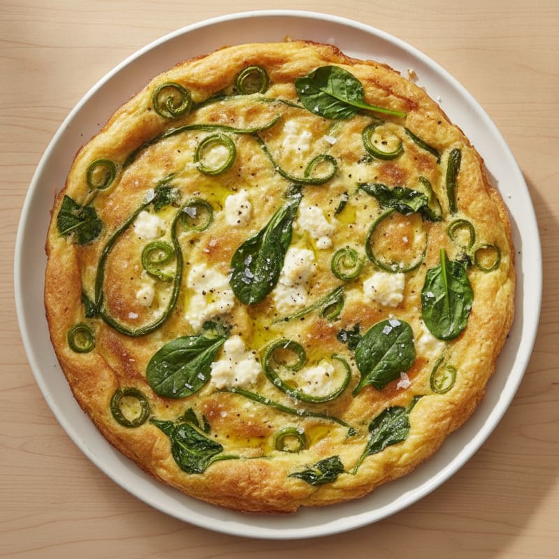 Garlic Scape and Cottage Cheese Frittata