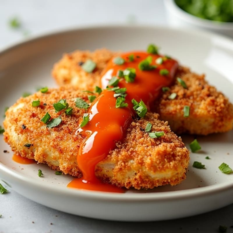 Crispy Baked Ginger-Garlic Chicken with Sweet Chili Sauce