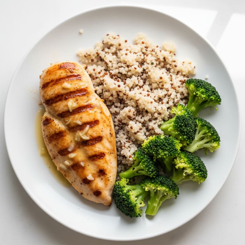 Grilled Chicken Breast with Quinoa and Steamed Broccoli