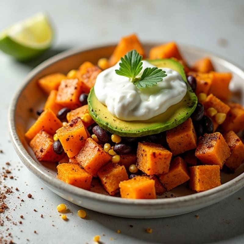 Crispy Roasted Sweet Potato Nachos with Spiced Black Beans