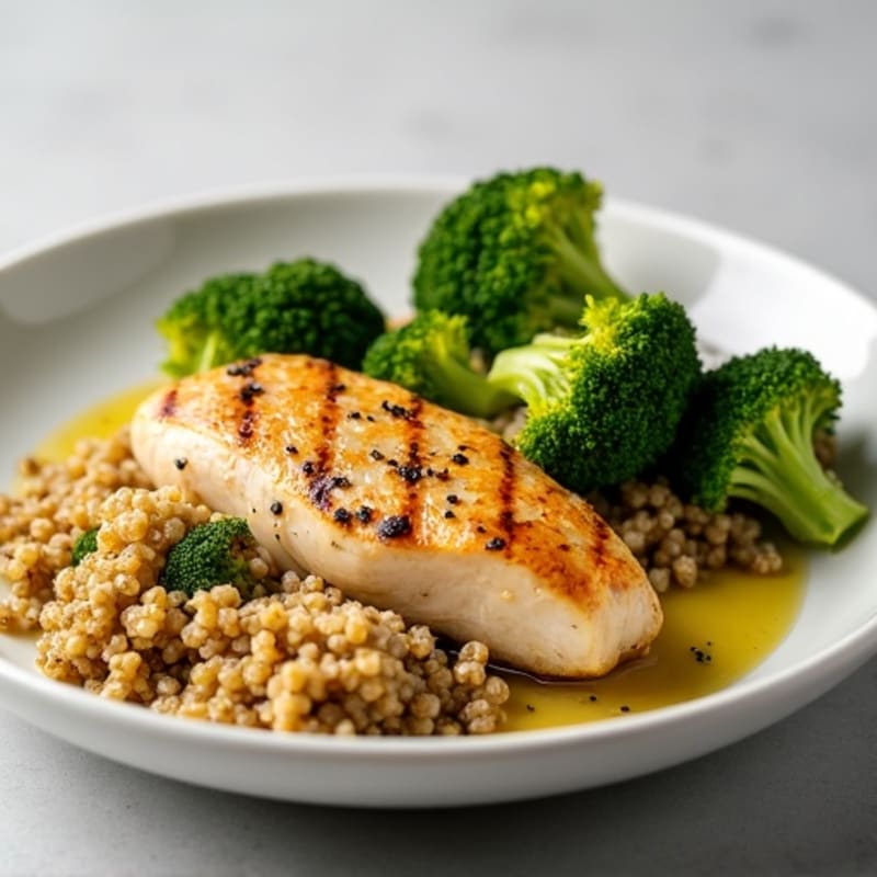 Grilled Chicken Breast with Roasted Broccoli and Quinoa
