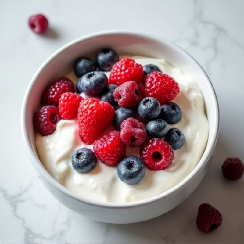 Silky Greek Yogurt with Mixed Berries and Protein Powder