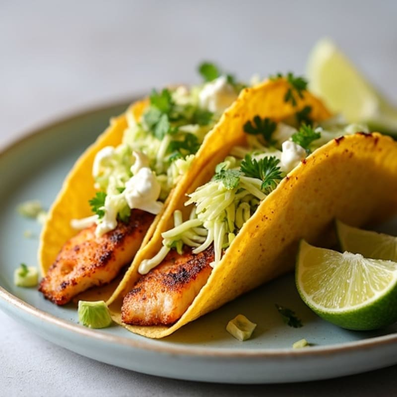 Crispy Blackened Fish Tacos with Lime Slaw