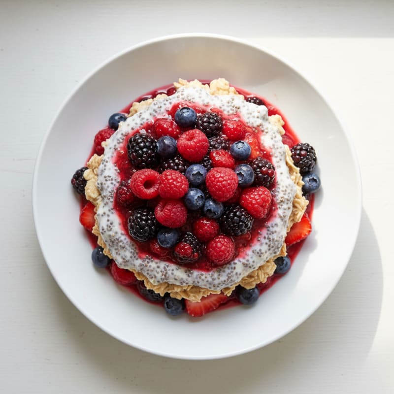 Skyr Overnight Oats with Chia and Mixed Berries