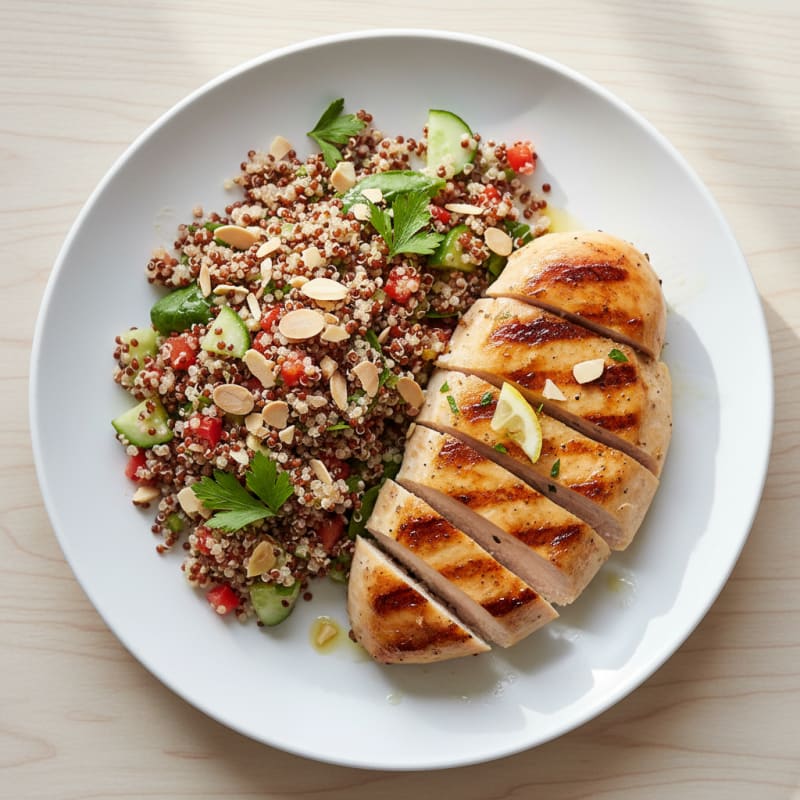 Grilled Chicken Breast with Crunchy Quinoa Salad