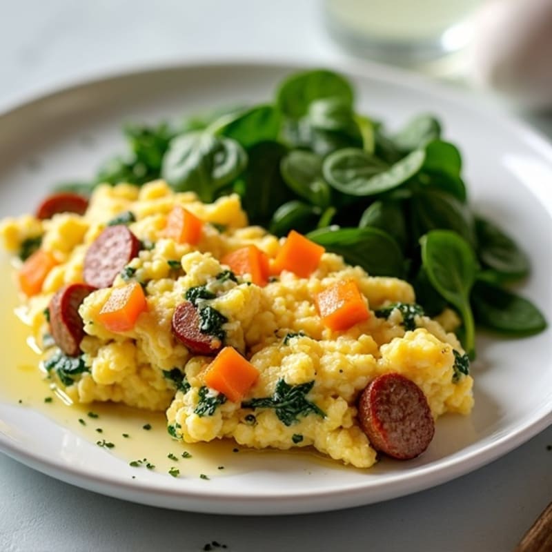Egg White and Turkey Sausage Scramble with Spinach