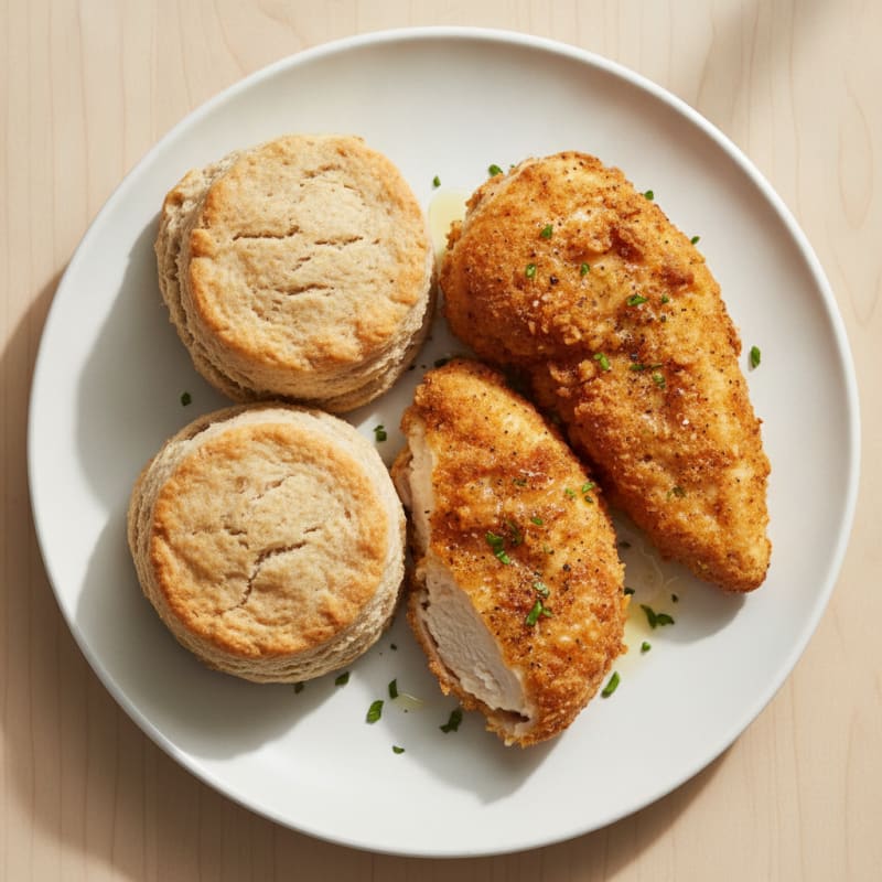 Buttermilk Fried Chicken with Fluffy Biscuits
