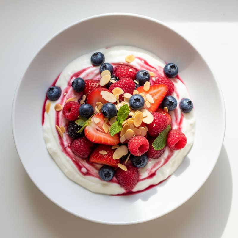 Silky Greek Yogurt Protein Pudding with Mixed Berries