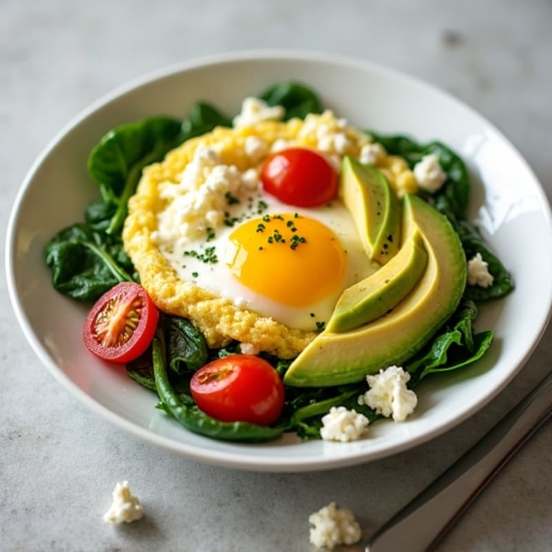 Egg White and Cottage Cheese Scramble with Spinach and Tomatoes