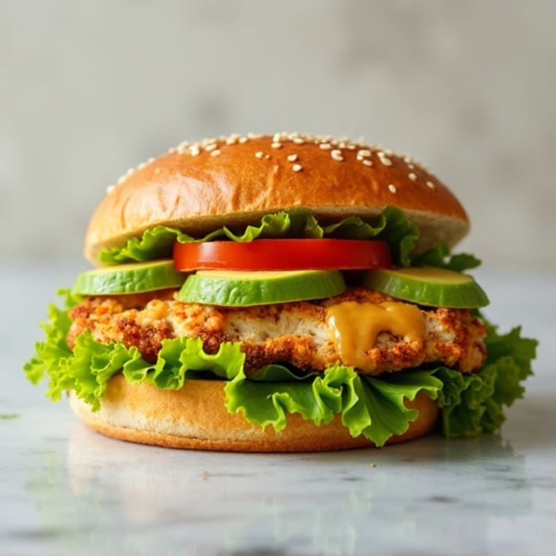 Grilled Chicken Sandwich with Fresh Avocado and Crunchy Lettuce