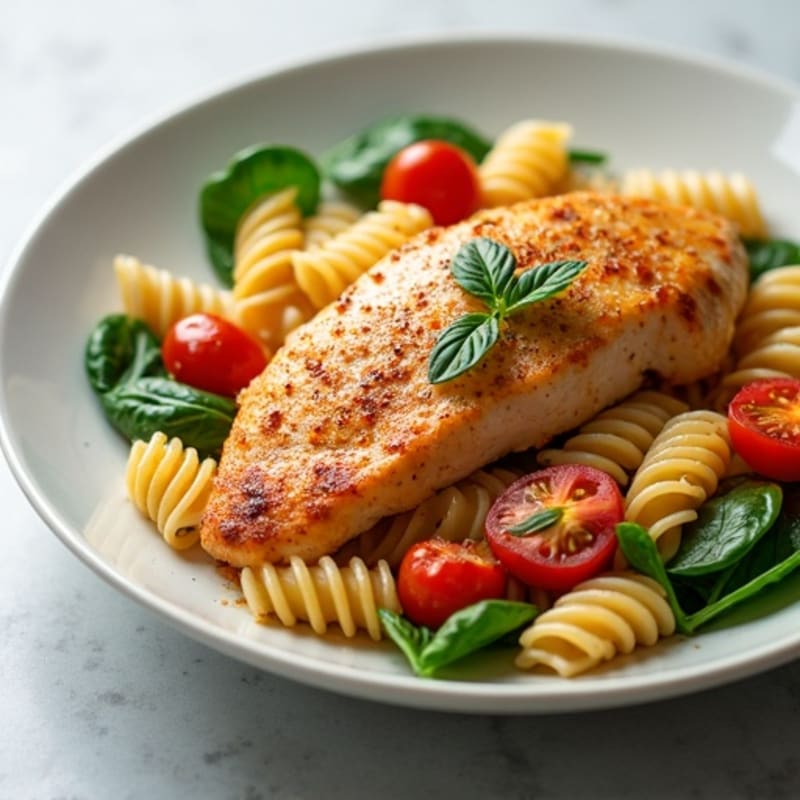 Spicy Cajun Chicken and Creamy Vegetable Pasta