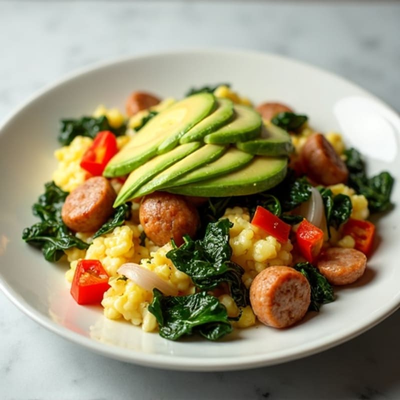 Egg White and Turkey Sausage Scramble with Spinach