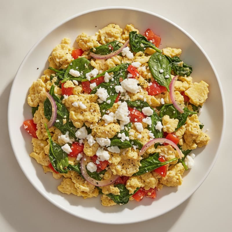 Spinach and Feta Egg Scramble