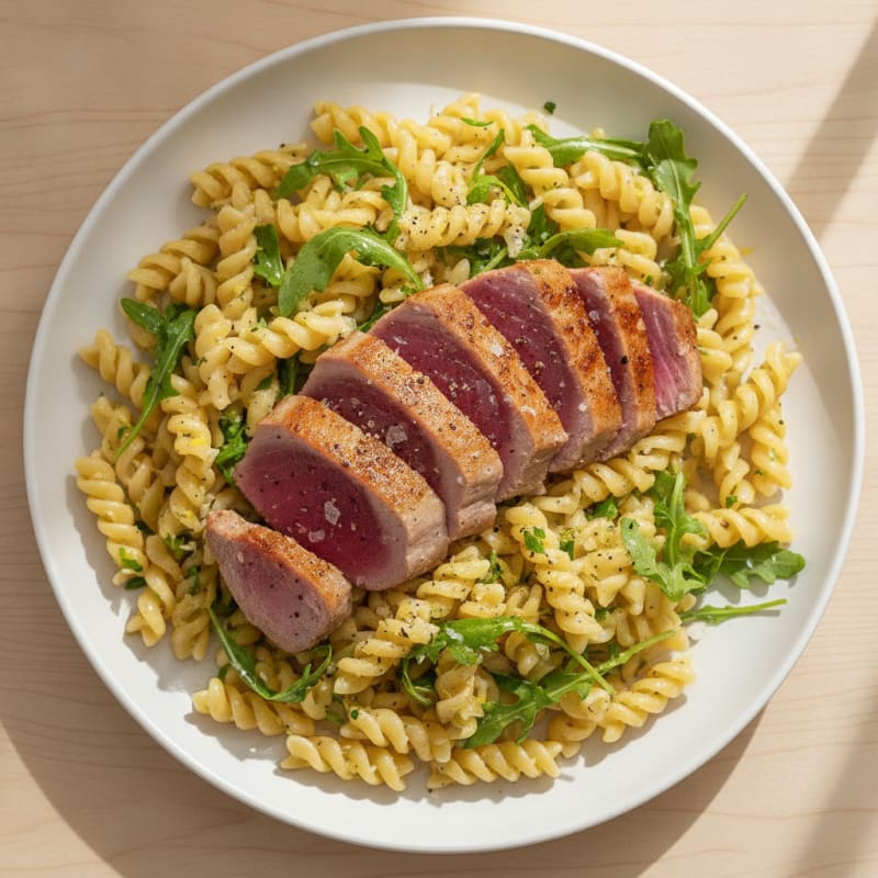 Pan-Seared Tuna with Lemon-Herb Pasta