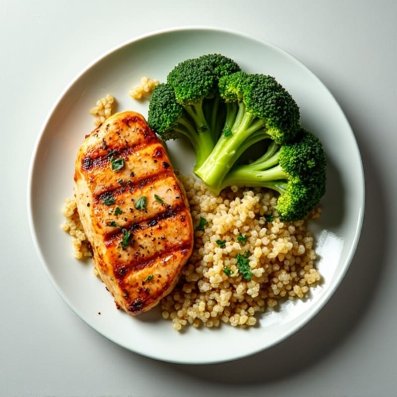 Grilled Chicken Breast with Roasted Broccoli and Quinoa