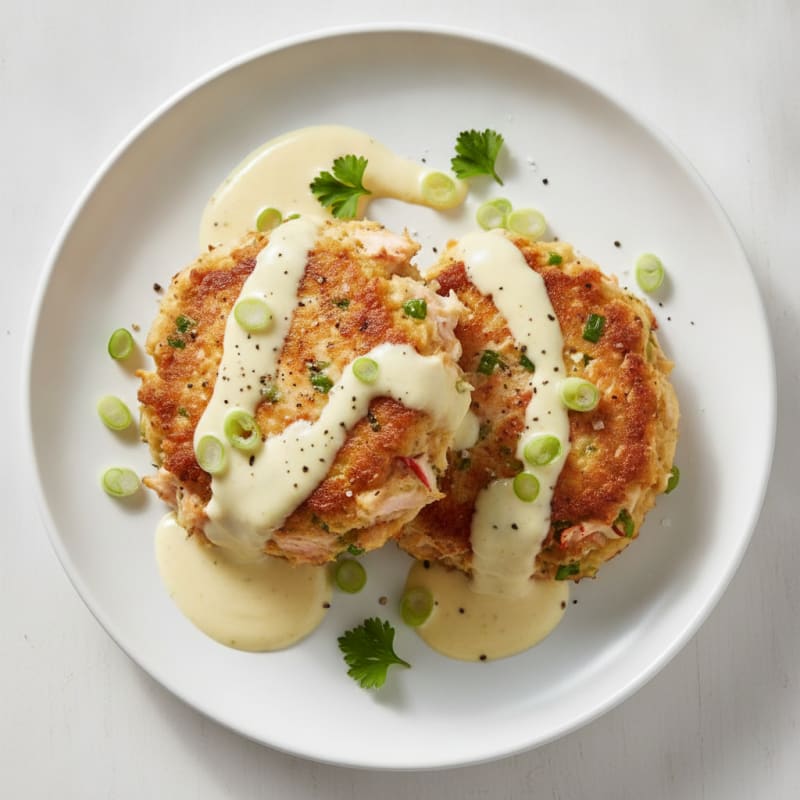 Pan-Seared Salmon Crab Cakes with Lemon Aioli