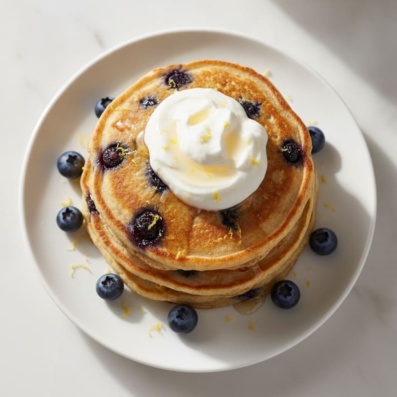 Blueberry Ricotta Pancakes with Lemon Zest