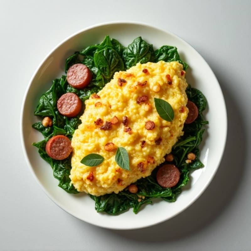Egg White Spinach Scramble with Turkey Sausage