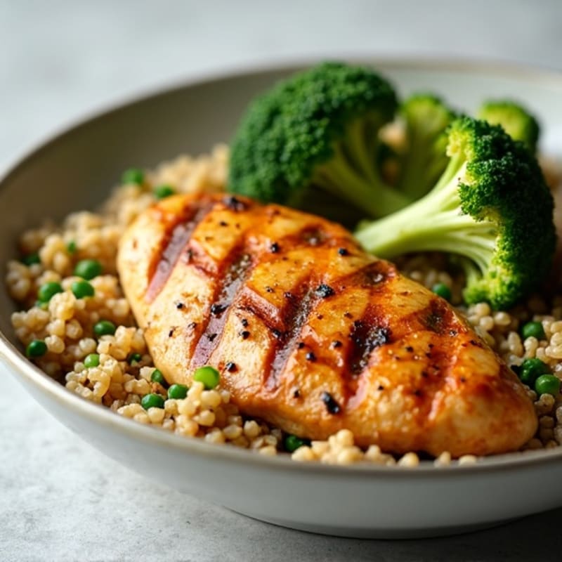 Grilled Chicken Breast with Roasted Broccoli and Quinoa
