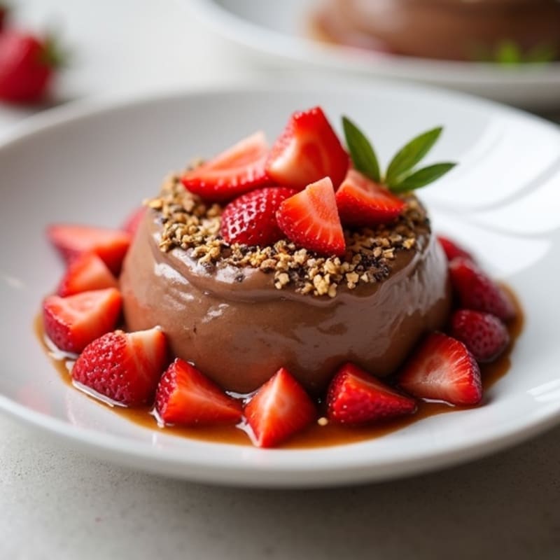 Creamy Chocolate Protein Mousse with Sliced Strawberries