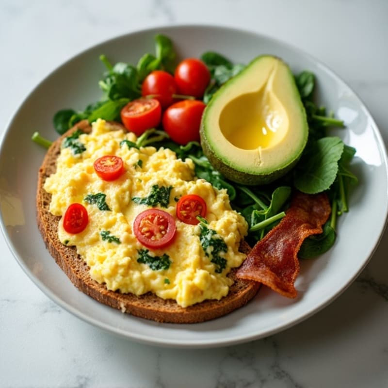 Egg White Scramble with Spinach and Turkey Bacon