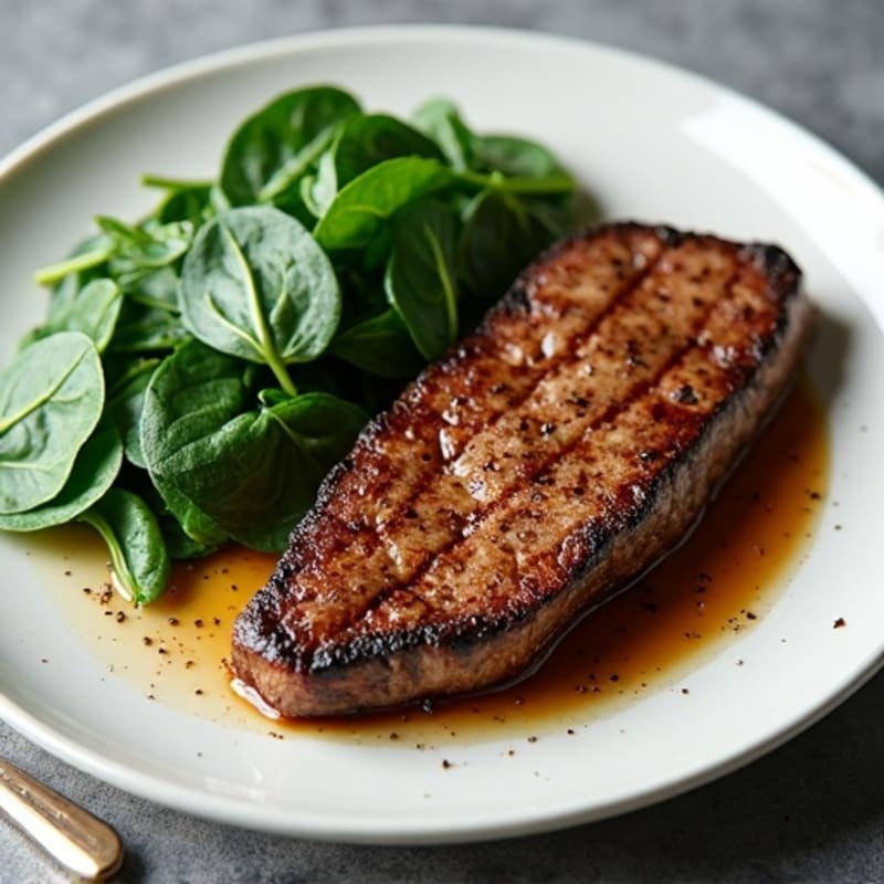 Seared Beef Filet with Garlic Sautéed Greens