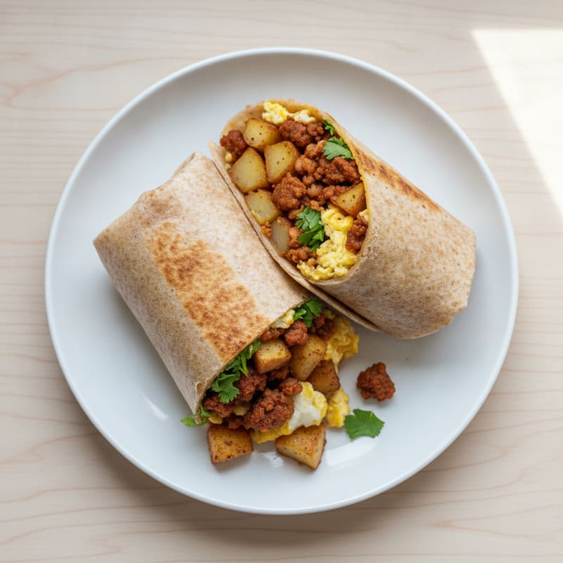 Hearty Breakfast Burrito with Chorizo and Potatoes