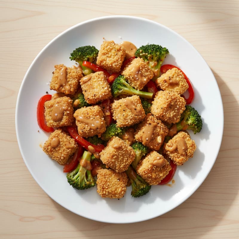 Crispy Baked Tofu with Peanut Sauce