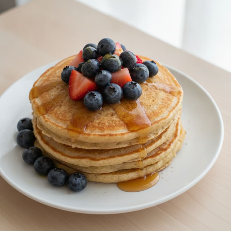Fluffy Oat Flour Pancakes with Berries