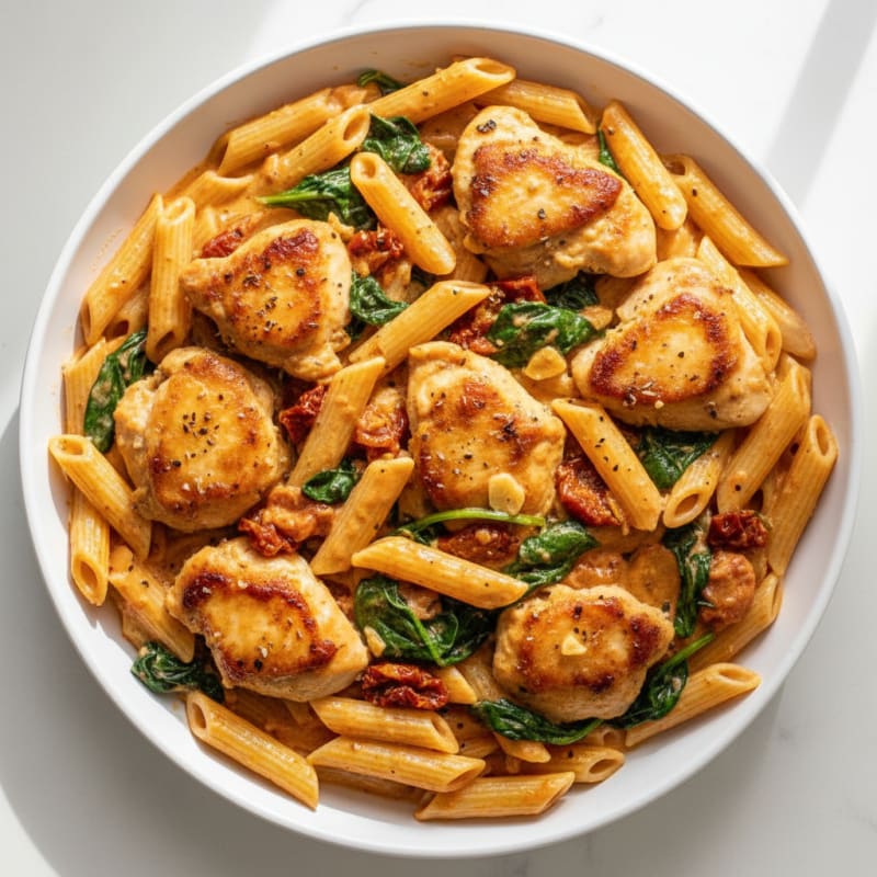 Creamy Tuscan Chicken Pasta Skillet