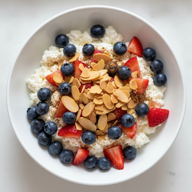 Cottage Cheese Berry Bowl with Almonds