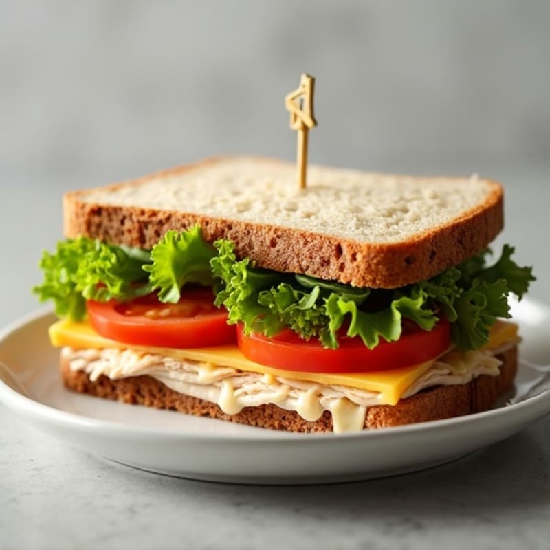 Lean Turkey Club Sandwich with Crispy Romaine and Fresh Tomato